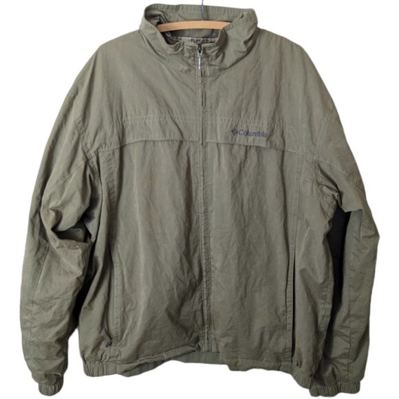 Columbia Microsuede Bomber Jacket Men’s XL Green Nylon Lined Back Vents - Picture 1 of 8